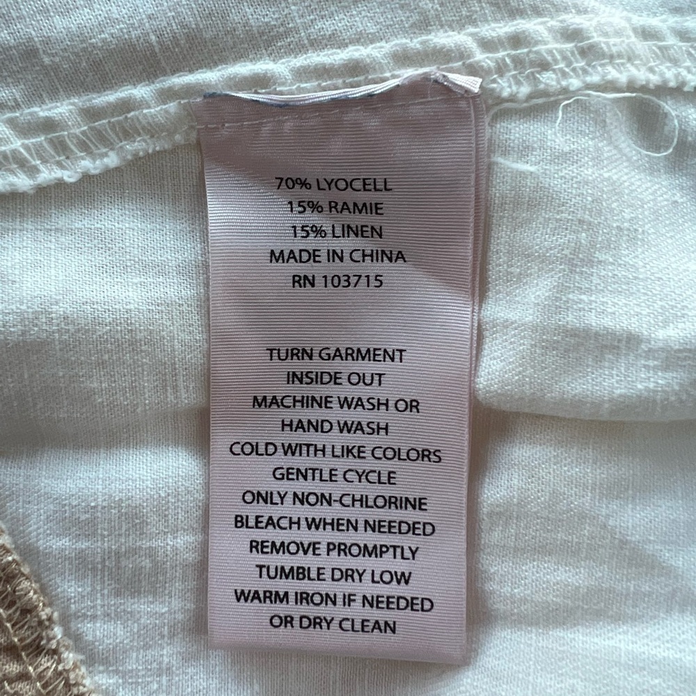 Nanette Lepore Hi-Lo Asymetrical Linen Blend Dress w/Fringe Hem, Beige/White, 8 - Picture 9 of 10